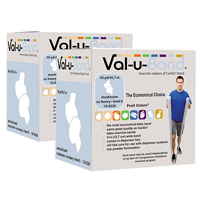 [10-6236] Val-u-Band Resistance Bands, Dispenser Roll, 100 Yds. (2 x 50 Yds.), Mushroom-Level 6/7, Contains Latex