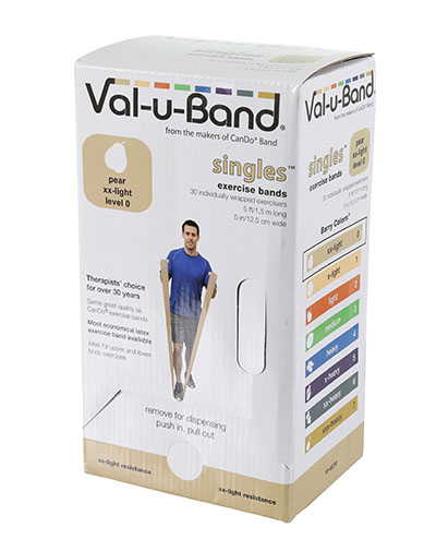 [10-6270] Val-u-Band Resistance Bands, Pre-Cut Strip, 5', Pear-Level 0/7, Case of 30, Contains Latex
