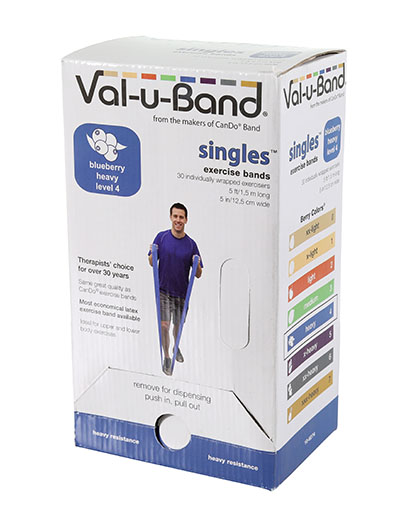 [10-6274] Val-u-Band Resistance Bands, Pre-Cut Strip, 5', Blueberry-Level 4/7, Case of 30, Contains Latex
