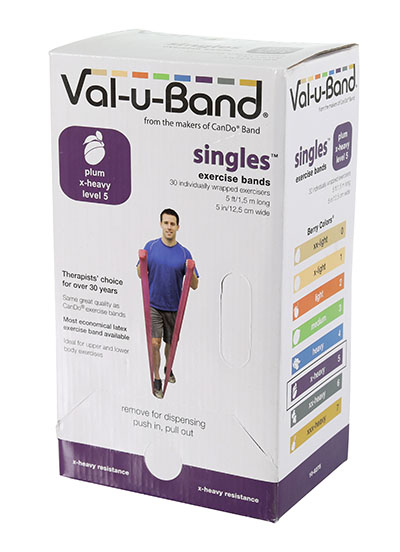 [10-6275] Val-u-Band Resistance Bands, Pre-Cut Strip, 5', Plum-Level 5/7, Case of 30, Contains Latex