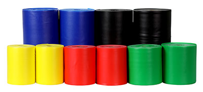 [10-6338] Sup-R Band Latex-Free Exercise Band - Twin-Pak - 100 yard - 5 color set (2 - 50 yard boxes of each color: Yellow, Red, Green, Blue, Black)