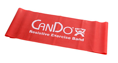 [10-6452] CanDo Low Powder Exercise Band - 5' length - Red - light