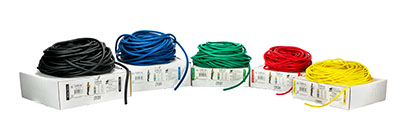 [10-5529] CanDo Low Powder Exercise Tubing - 100' dispenser rolls, 5-piece set (1 each: yellow, red, green, blue, black)