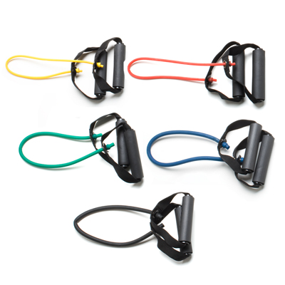 [10-5549] CanDo Tubing with Handles Exerciser - 18", 5-piece set (1 each: yellow, red, green, blue, black)