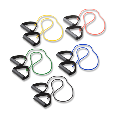 [10-5569] CanDo Tubing with Handles Exerciser - 48", 5-piece set (1 each: yellow, red, green, blue, black)