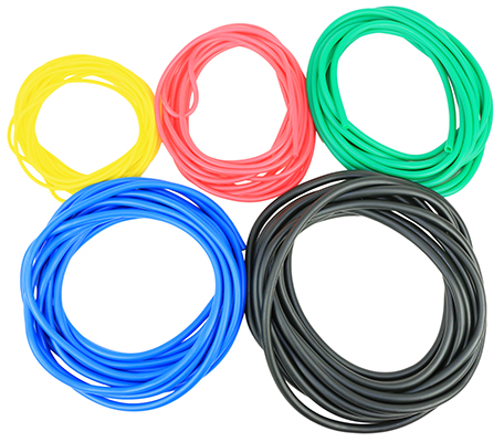 [10-5719] CanDo Latex Free Exercise Tubing - 25' rolls, 5-piece set (1 each: yellow, red, green, blue, black)