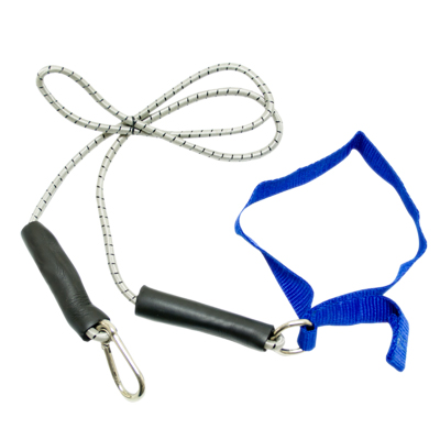 [10-5814] CanDo exercise bungee cord with attachments, 4', Blue - heavy