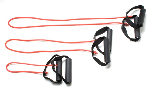 [10-5822] CanDo Tubing with Handles Exerciser - 3-piece full body set (18", 36", 48"), Red, light