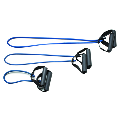 [10-5824] CanDo Tubing with Handles Exerciser - 3-piece full body set (18", 36", 48"), Blue, heavy