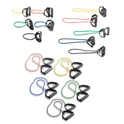 [10-5829] CanDo Tubing with Handles Exerciser - 3-piece full body sets (18", 36", 48"), (1 per set: yellow, red, green, blue, black)