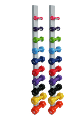 [10-0566] CanDo vinyl coated dumbbell - 20-piece set with 2 Wall Racks - 2 each 1, 2, 3, 4, 5, 6, 7, 8, 9, 10