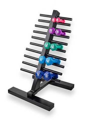 [10-0578] CanDo vinyl coated dumbbell - 10-piece set with Floor Rack - 2 each 1, 2, 3, 4, 5