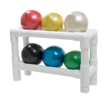 [10-3158] TheraBand Soft Weights ball - 6-piece set (1 each: tan, yellow, red, green, blue, black), with 2-tier rack