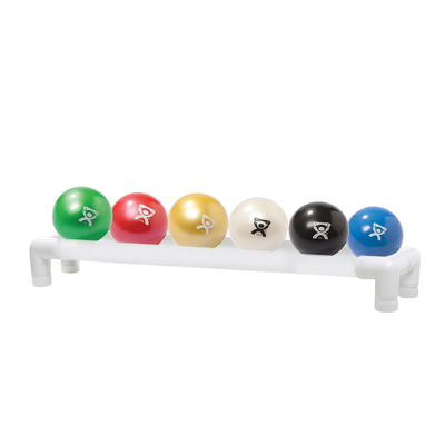 [10-3189] CanDo WaTE Ball - Hand-held Size - 6-piece set (1 each: tan, yellow, red, green, blue, black), with 1-tier rack
