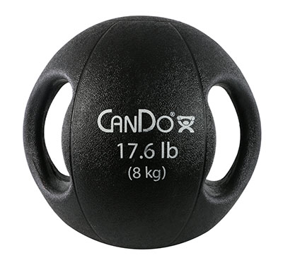 [10-3286] CanDo, Molded Dual Handle Medicine Ball, Black, 17.6 lb. (8 kg)