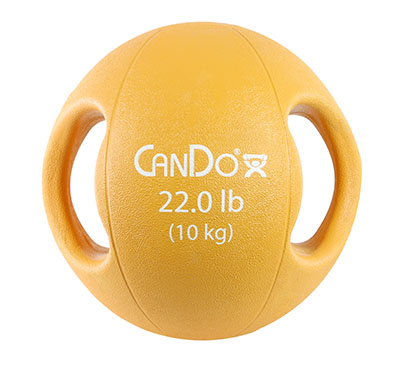 [10-3288] CanDo, Molded Dual Handle Medicine Ball, Gold, 22 lb. (10 kg)