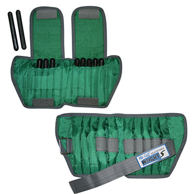 [10-3331-2] The Adjustable Cuff ankle weight - 5 lb - 10 x 0.5 lb inserts - Green - pair