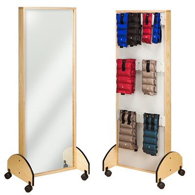 [6210-9] Clinton, Mobile Adult Mirror with Cuff Weight Rack