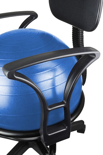 [30-1791B] CanDo Ball Chair - Metal - Mobile - with Back - with Arms - with 22" Blue Ball