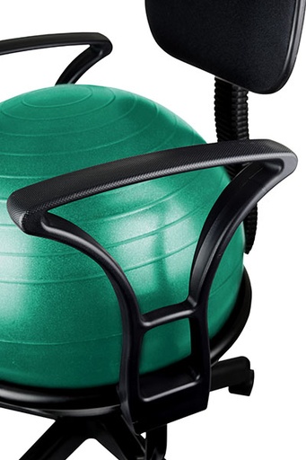 [30-1791G] CanDo Ball Chair - Metal - Mobile - with Back - with Arms - with 22" Green Ball