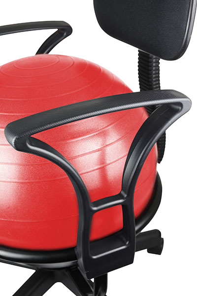 [30-1791R] CanDo Ball Chair - Metal - Mobile - with Back - with Arms - with 22" Red Ball