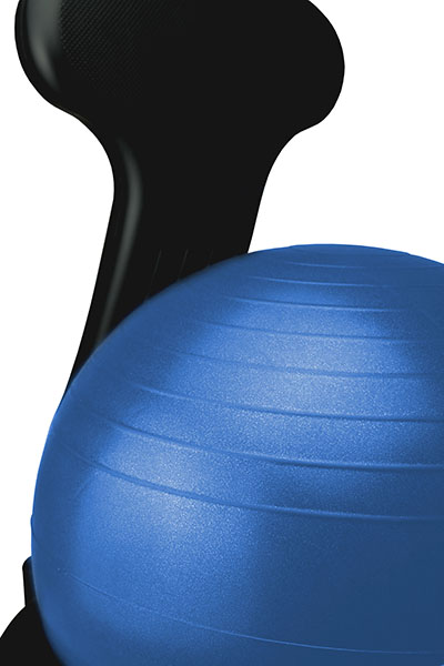 [30-1792B] CanDo Ball Chair - Plastic - Mobile - with Back - Adult Size - with 22" Blue Ball