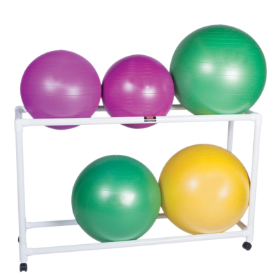 [30-1833] Inflatable Exercise Ball - Accessory - PVC Stationary Floor Rack, 62" x 20" x 12", 2 Shelf
