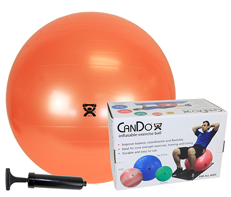 [30-1845] CanDo Inflatable Exercise Ball - Economy Set - Orange - 22" (55 cm) Ball, Pump, Retail Box