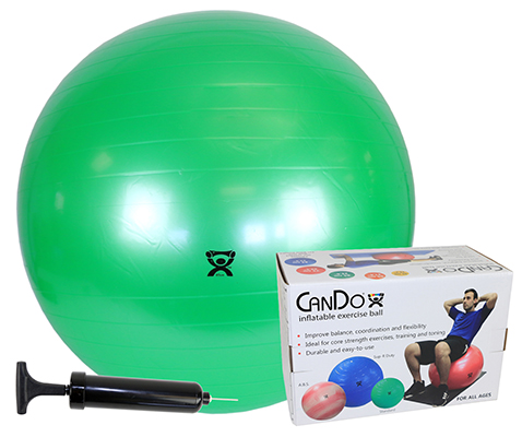 [30-1846] CanDo Inflatable Exercise Ball - Economy Set - Green - 26" (65 cm) Ball, Pump, Retail Box