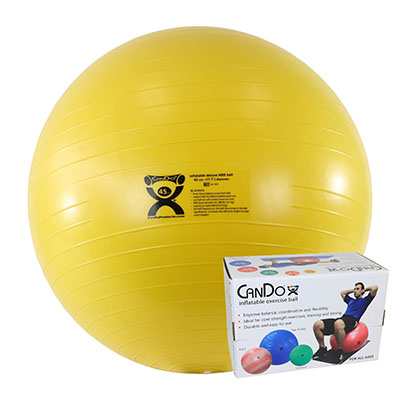 [30-1851B] CanDo Inflatable Exercise Ball - ABS Extra Thick - Yellow - 18" (45 cm), Retail Box