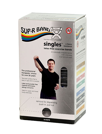 [71-0024] Sup-R band, latex-free, 5-foot Singles, 30 piece dispenser, black