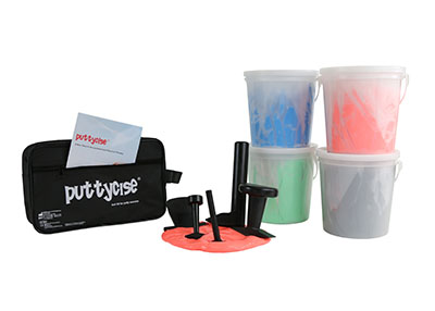 [10-2838] Puttycise Theraputty tool - 5-tool set with 4 x 5 lb putties, difficult (red-black), with bag