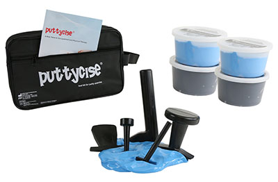 [10-2852] Puttycise 5-piece tool set w/carry bag, manual, 2 x 1 lb blue and 2 x 1 lb black putty