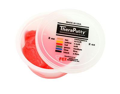 [10-2765] CanDo Sparkle Theraputty Exercise Material - 2 oz - Red - Soft