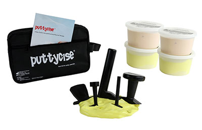 [10-2850] Puttycise 5-piece tool set w/carry bag, manual, 2 x 1 lb yellow and 2 x 1 lb tan putty