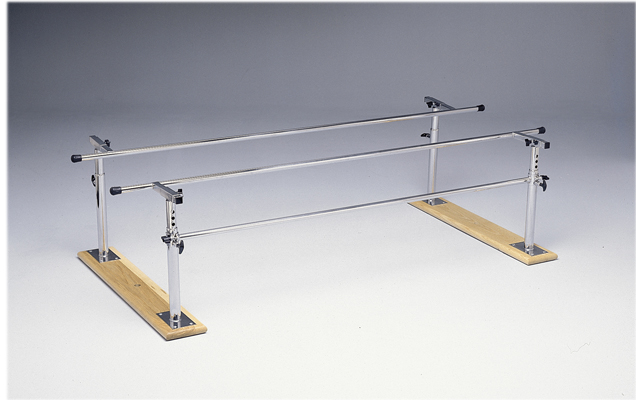 [15-4000] Parallel Bars, wood base, folding, height and width adjustable, 7' L x 16" - 24" W x 22" - 36" H