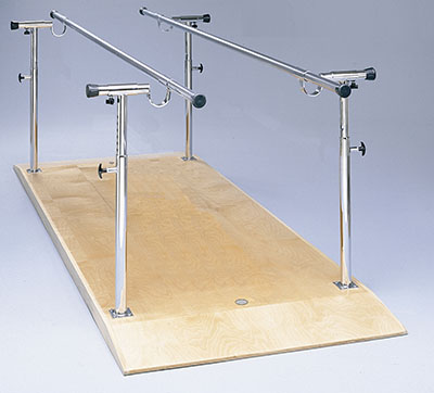 [15-4050] Parallel Bars, wood platform mounted, height and width adjustable, 10' L x 19" - 26" W x 26" - 44" H