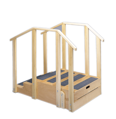 [15-4202] Training stairs, straight, 2 and 3 steps with platform, 55" L x 30" W x 40" H