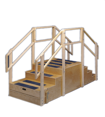 [15-4203] Training stairs, straight, 8 steps with platform, 96" L x 36" W x 60" H
