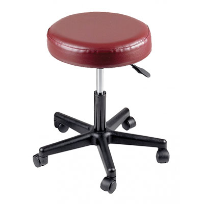 [07-7061] Pneumatic mobile stool, no back, 18&quot; - 22&quot; H, burgundy upholstery