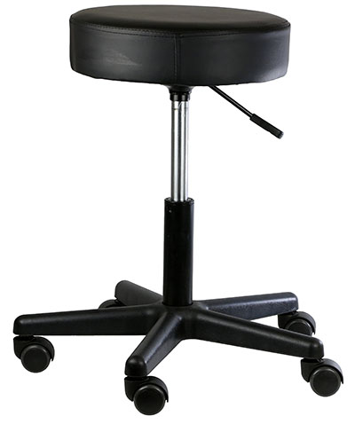 [07-7063] Pneumatic mobile stool, no back, 18&quot; - 22&quot; H, black upholstery