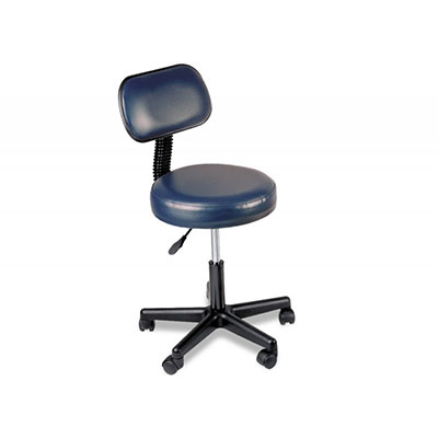 [07-7064] Pneumatic mobile stool, with back, 18&quot; - 22&quot; H, blue upholstery