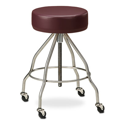 [SS-2172] Clinton, Upholstered Top Stainless Steel Stool, 4 Casters