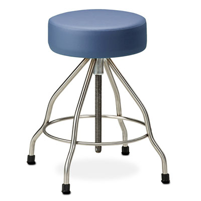 [SS-2179] Clinton, Upholstered Top Stainless Steel Stool, Rubber Feet