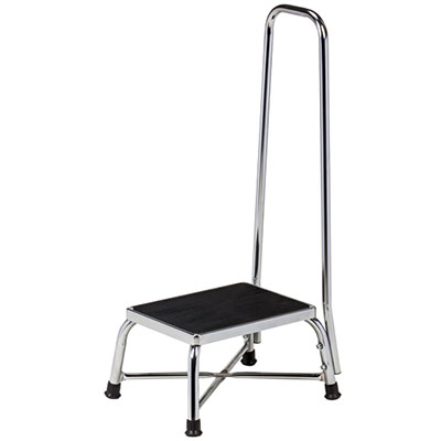[T-6150] Clinton, Chrome Bariatric Step Stool, Handrail
