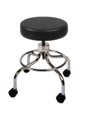 [16-1102] Mechanical mobile stool, no back, 18" - 24" H, black upholstery
