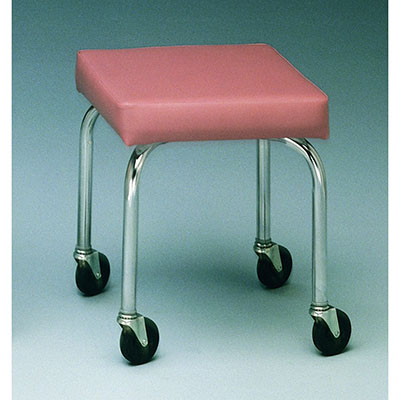 [16-1600] Mobile stool, no back, square top, 18" H, specify upholstery color