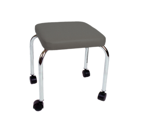 [16-1602] Mobile stool, no back, square top, 18" H, gray upholstery