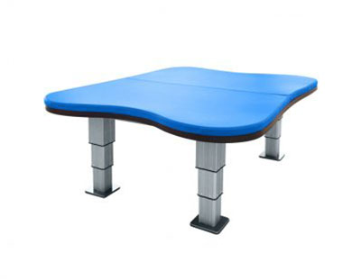 [15-5047] Tri W-G Mat Table, Bariatric Motorized Hi-Lo (17.25"-33"H), Hour-Glass Top, 5'W x 7'L, 750 lb capacity