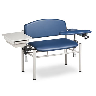 [6069-U] Clinton, SC Series Phlebotomy Chair, Extra-Wide, Padded Flip Arms, Drawer